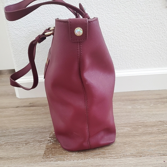 COPY - VINTAGE JUICY COUTURE Y2K REAL LEATHER BURGUNDY PURSE - Picture 4 of 9